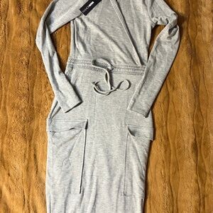 Fashion Nova Heather Gray Long Sleeve Dress